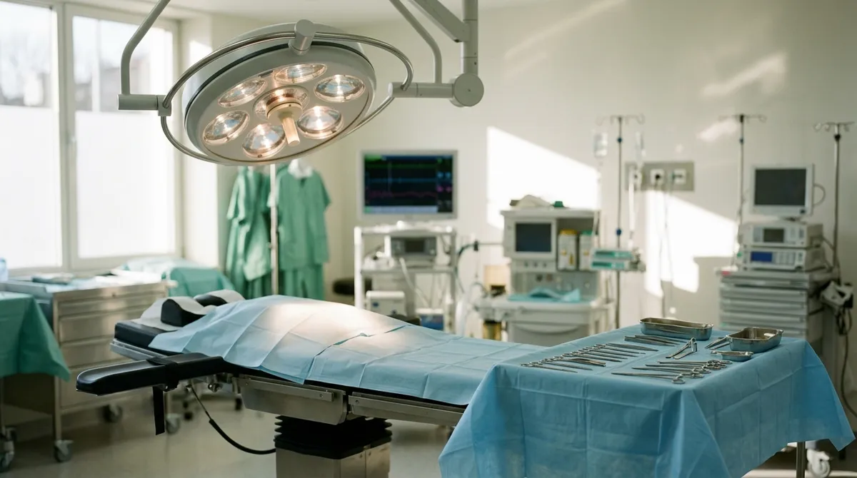 Bloc opératoire de chirurgie cervico-faciale préparé